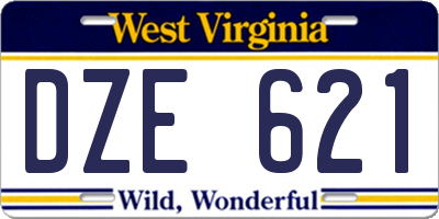 WV license plate DZE621