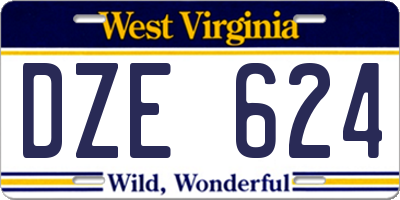 WV license plate DZE624