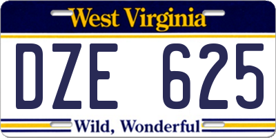 WV license plate DZE625