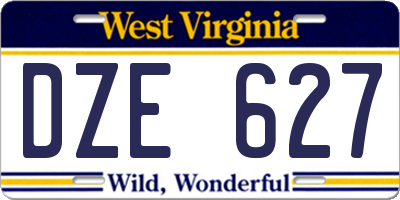 WV license plate DZE627