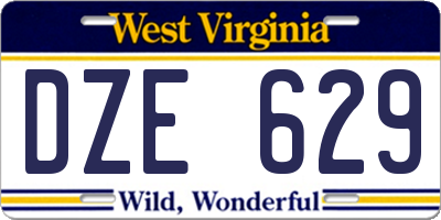 WV license plate DZE629