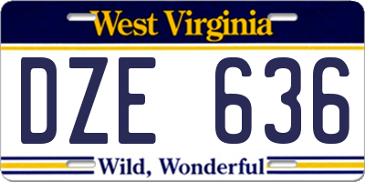 WV license plate DZE636