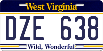 WV license plate DZE638