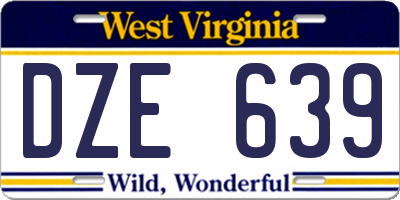 WV license plate DZE639