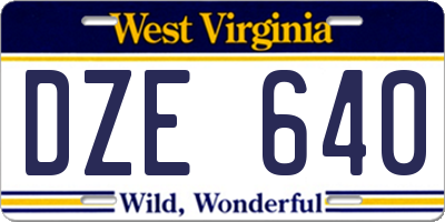 WV license plate DZE640