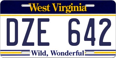 WV license plate DZE642