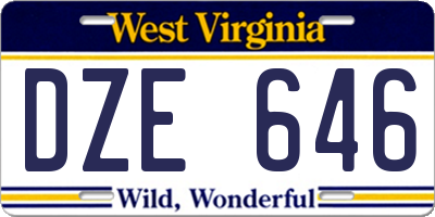 WV license plate DZE646