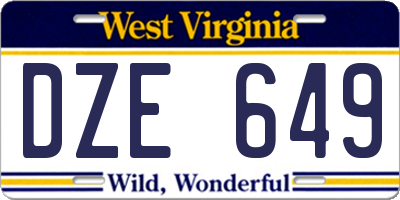 WV license plate DZE649