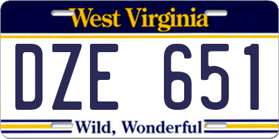 WV license plate DZE651