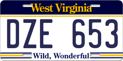 WV license plate DZE653