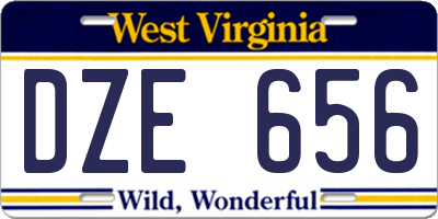 WV license plate DZE656