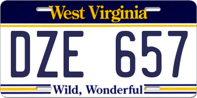 WV license plate DZE657