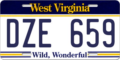 WV license plate DZE659