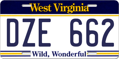 WV license plate DZE662