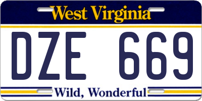 WV license plate DZE669
