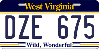 WV license plate DZE675