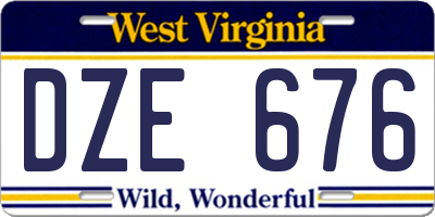 WV license plate DZE676
