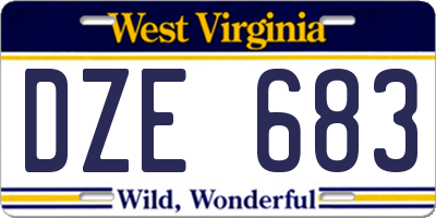 WV license plate DZE683