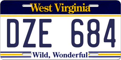 WV license plate DZE684