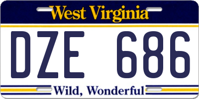 WV license plate DZE686