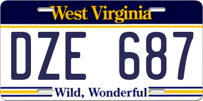 WV license plate DZE687