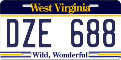 WV license plate DZE688