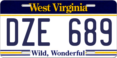 WV license plate DZE689