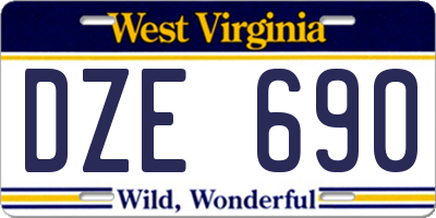 WV license plate DZE690