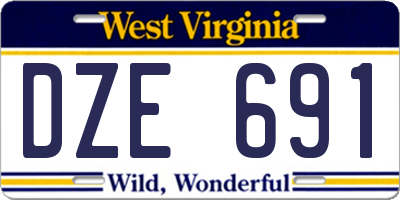 WV license plate DZE691