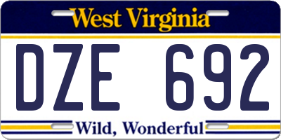 WV license plate DZE692