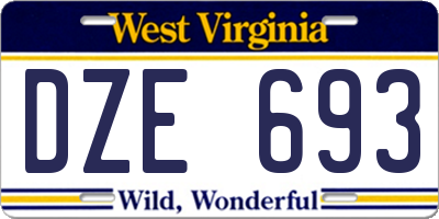WV license plate DZE693
