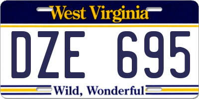 WV license plate DZE695
