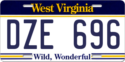WV license plate DZE696