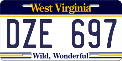 WV license plate DZE697