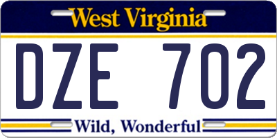 WV license plate DZE702