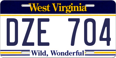 WV license plate DZE704