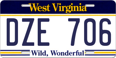 WV license plate DZE706