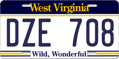 WV license plate DZE708