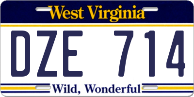 WV license plate DZE714