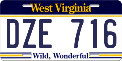 WV license plate DZE716