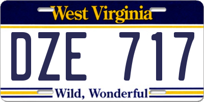 WV license plate DZE717