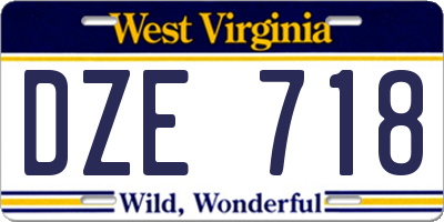 WV license plate DZE718