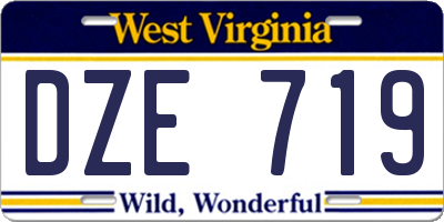 WV license plate DZE719