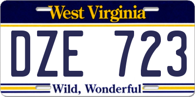 WV license plate DZE723