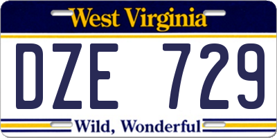 WV license plate DZE729