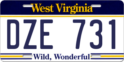 WV license plate DZE731