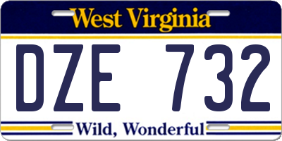 WV license plate DZE732