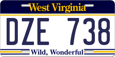 WV license plate DZE738