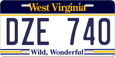 WV license plate DZE740
