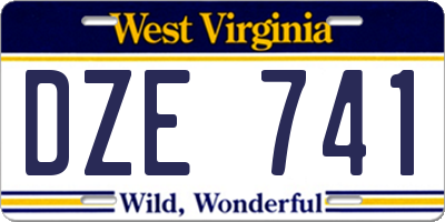WV license plate DZE741